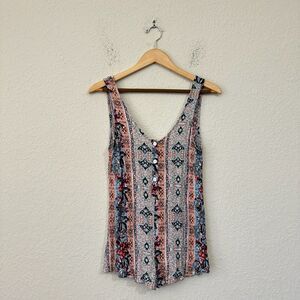 SHOW ME YOUR MUMU Sleeveless Ellie Romper Henley in Multicolor "Patchwork"